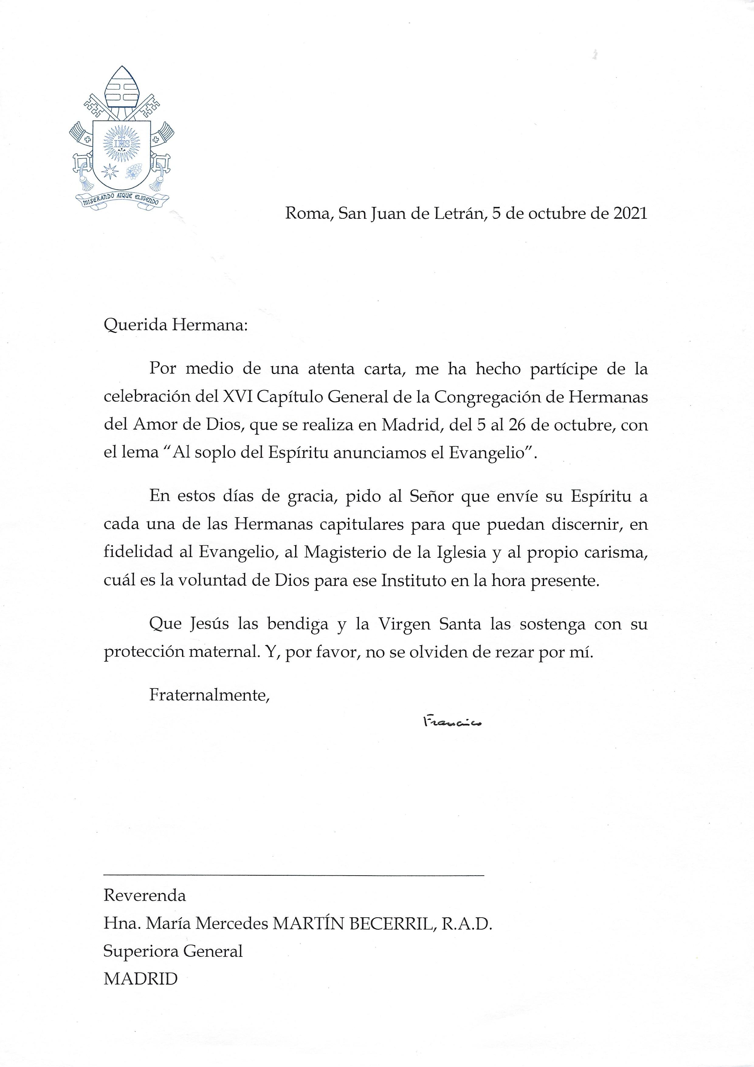 carta Papa Francisco